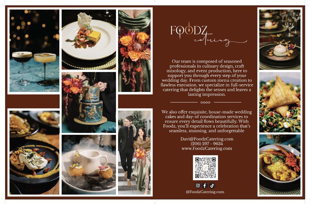 FOODZ Catering Washington Wedding Day fall magazine spread