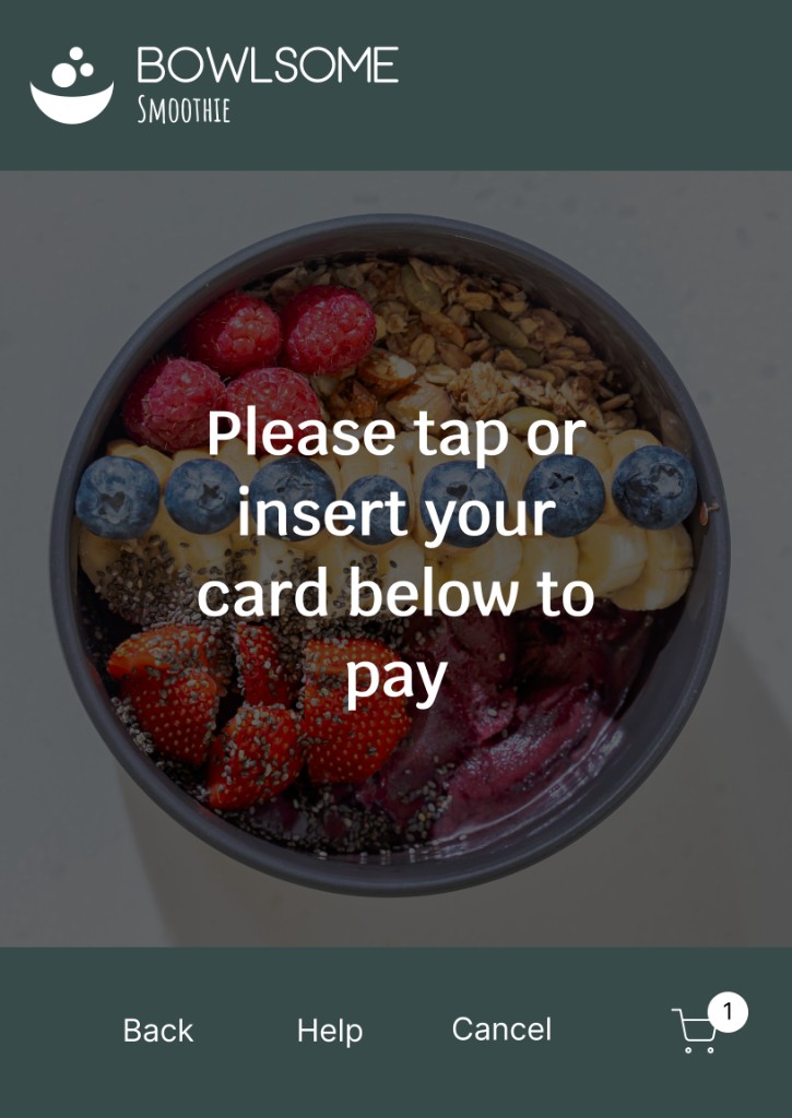 Bowlsome Smoothie tap to pay screen