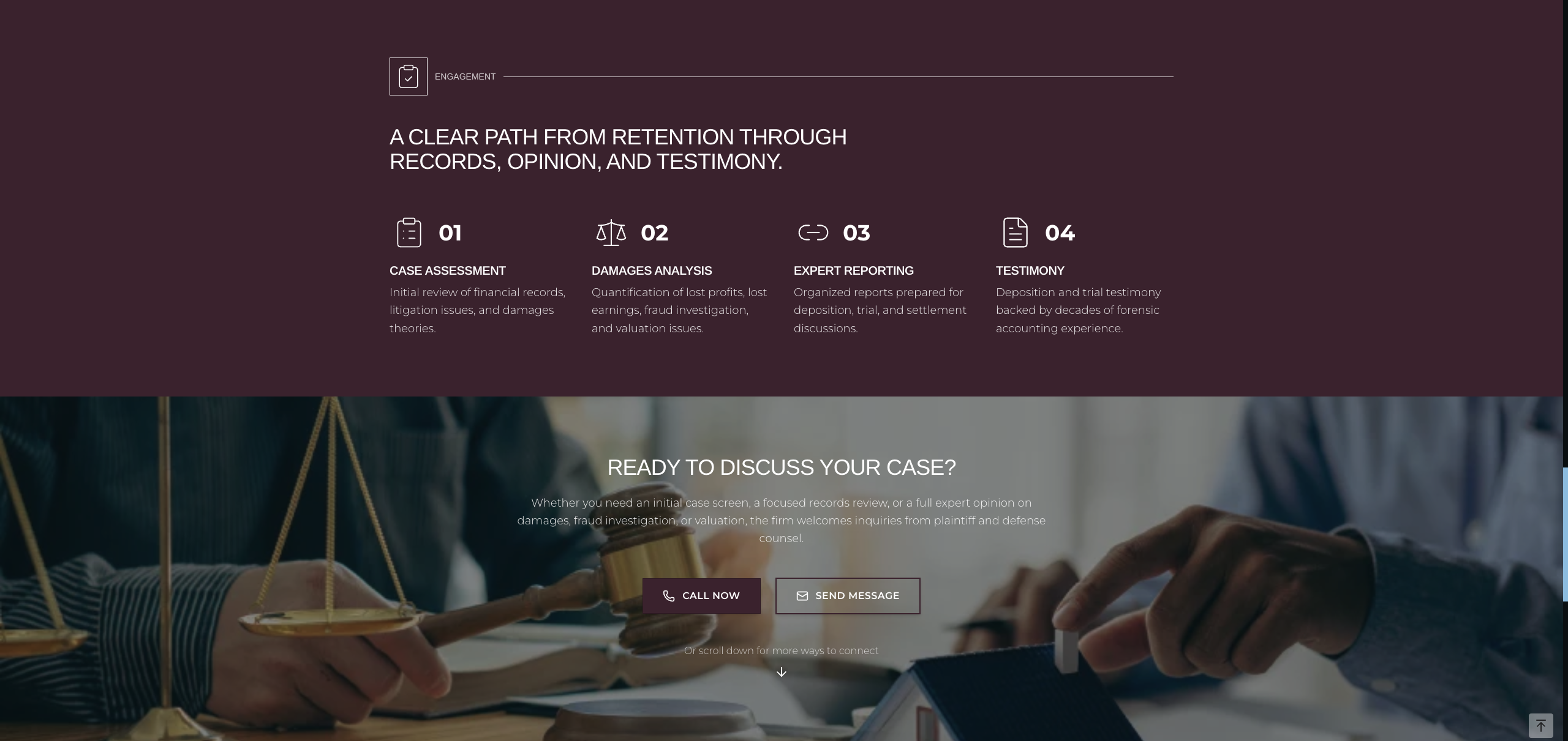White Zuckerman engagement steps and case discussion CTA