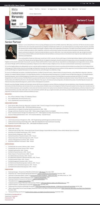 Existing expert witness directory or firm profile reference