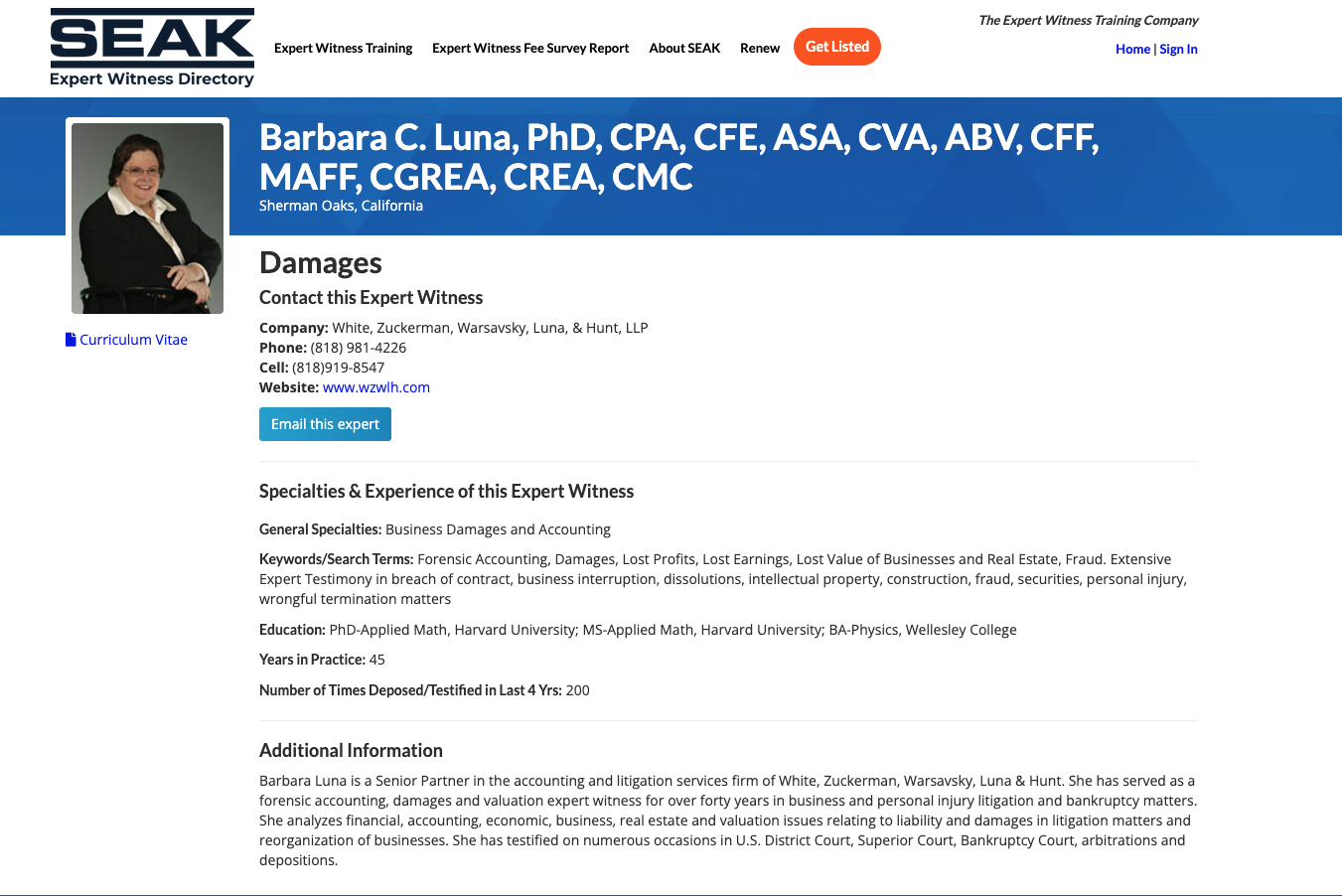 Existing SEEK or firm profile reference